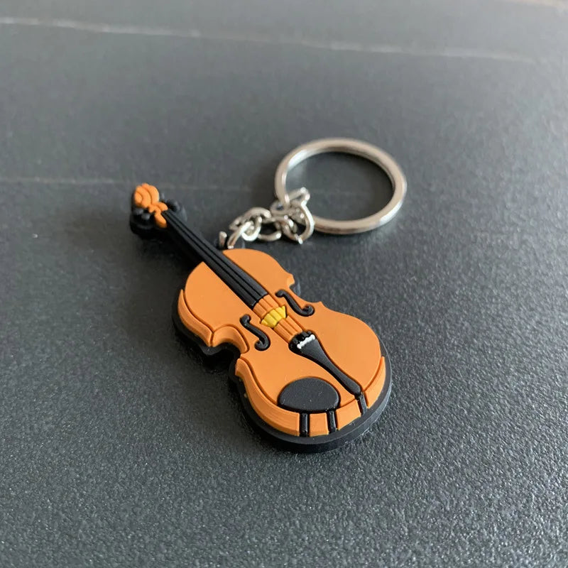 New Musical Instrument Silicone Guitar Pvc Soft Keychain Cartoon Small Gift Pendant K5156