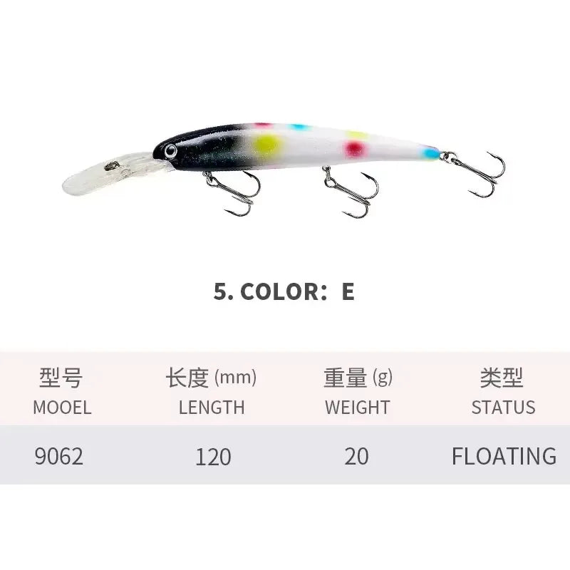ZWICKE Trolling Lure Wobbler 120mm/20g Floating Crankbait Bandit Minnow Bass Pike Bait Depth 3-8M Saltwater Fishing Tackle