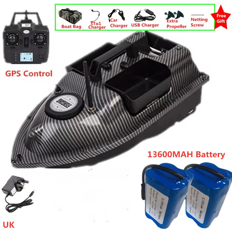 16Point GPS Dual Position Fixed Speed Cruise RC Fishing Bait Boat 2KG 500M 3-Hopper 16 Point GPS Nesting Boat Fish Finder VS V18