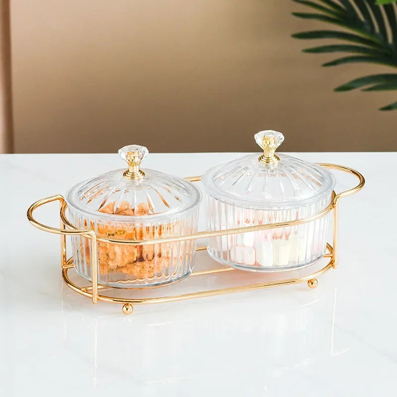 Serving Platter Glasses Bowl With Lid, Party Candy Nuts Salad Dishes, Plate Cake Food Kitchen Plate, Dessert Snacks