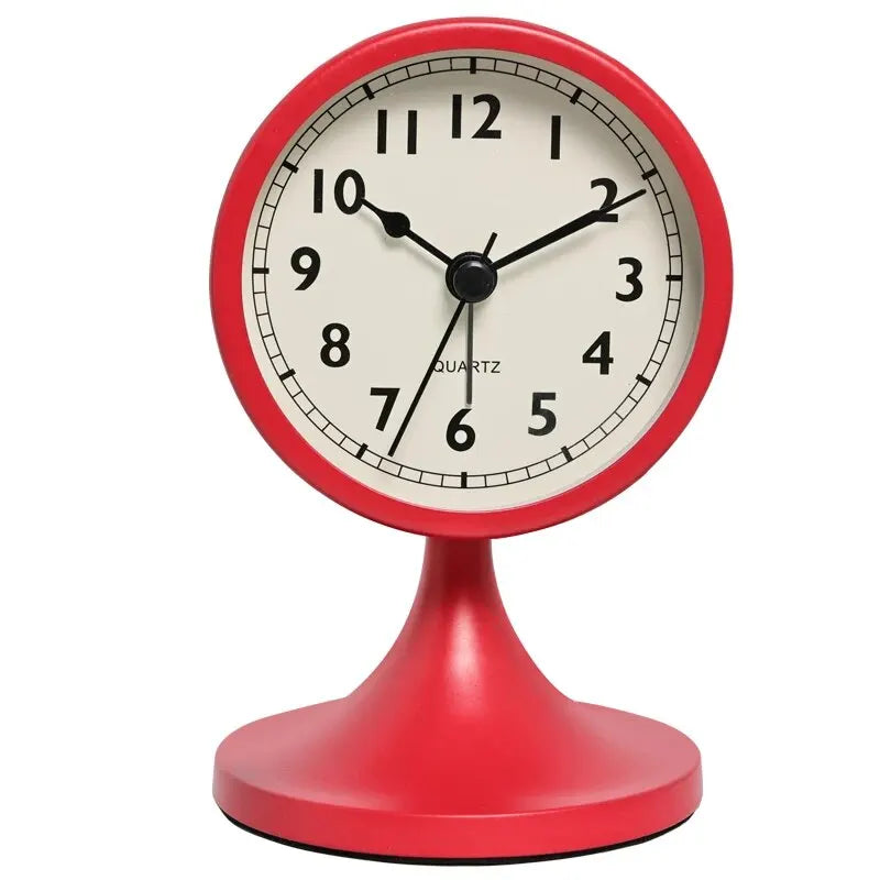 Nordic Metal Round Alarm Clock, Vintage Creative Silent Table Clock, Student Bedside Nightlight Clock, Room Decor, Home Decor