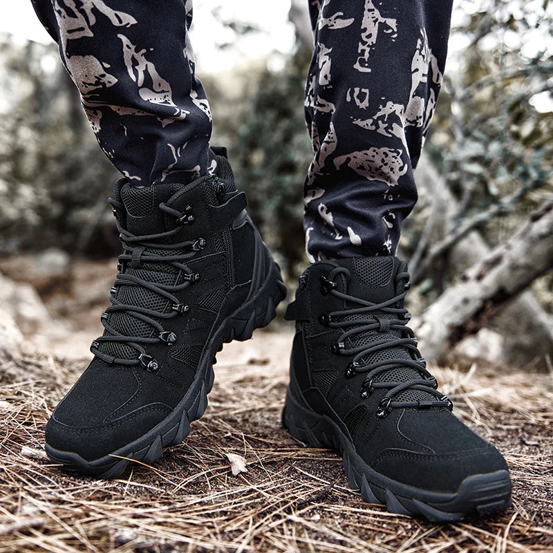 Men's Upgraded Tactics Combat Training Boots Anti-wear Rapid Response Hiking Shoes Outdoor Camping Fishing Hunting Sneakers