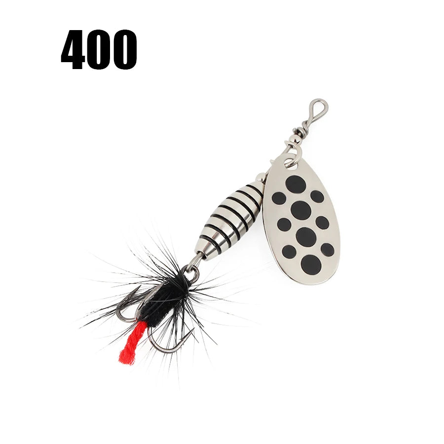 W.P.E 1pcs Spinner Lure 3.7g/5.3g/8.2g/10.5g Bait Metal Brass Spoon Hard Lure Feather Treble Hook Fake Lure Fishing Tackle Pesca