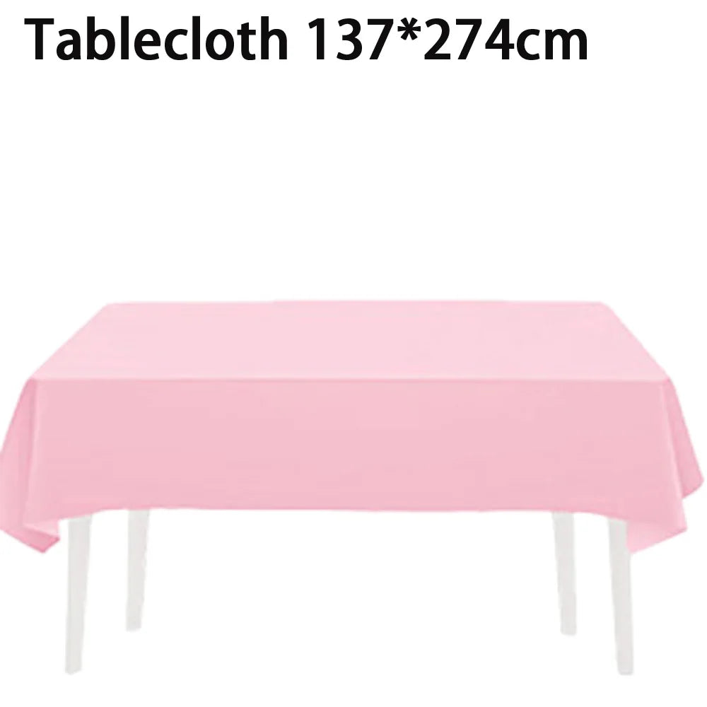 Solid color party supplies tableware paper plates cups napkins tablecloths suitable for birthday party guests banquet baby showe