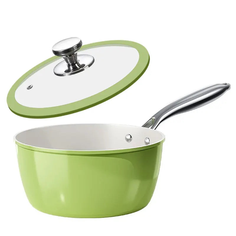 PGY Ceramic Nonstick Saucepan with Lid 16/18/20cm Milk Pot Kitchen Stewing Sauce Pan Noodle Cooking Pot Compatible All Cooktops