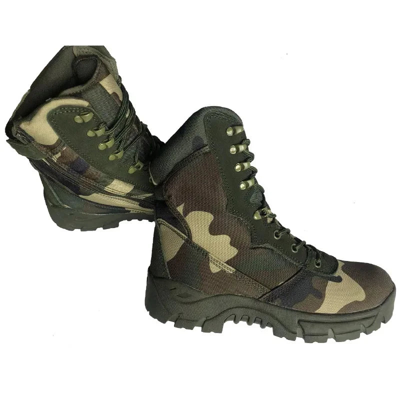 Men Outdoor Hiking Boots Fashion Sports Army Green Camouflage Jungle Off-road Boots Anti Slip Snow Shoes Wear-Resistant