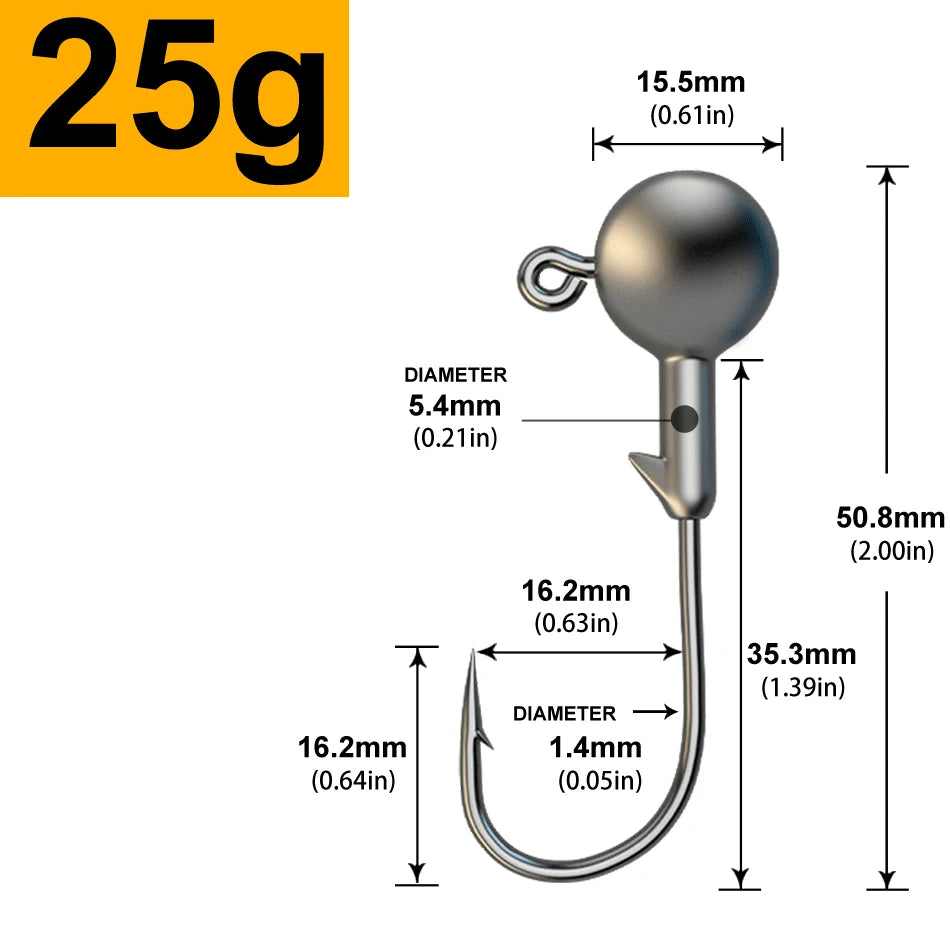 MrLurion 30pcs 1g 2g 3g 5g 10g 14g 18g 22g 25g 28g Fishing jigging head hook ,round head rigs fishhook for soft worm crank lures
