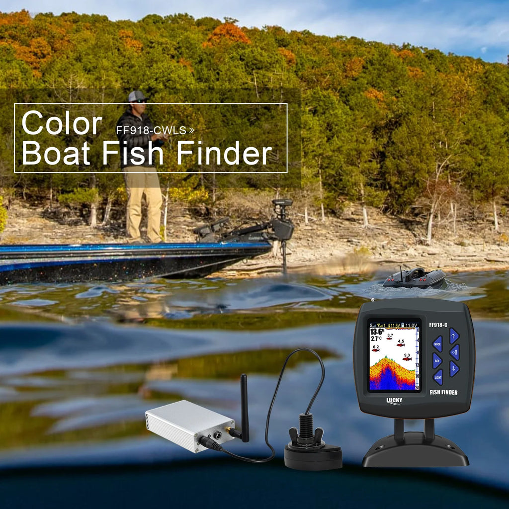 LUCKY FF918 Remote Control Bait Boat Fish Finder 3.5" LCD perating range 300m Depth Range 100M Wireless