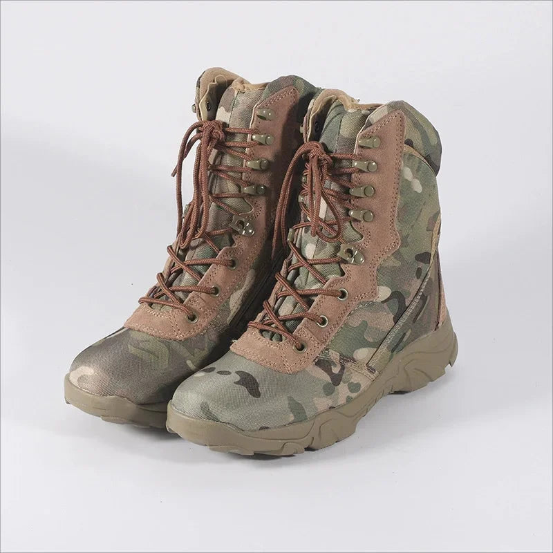 Men Outdoor Hiking Boots Fashion Sports Army Green Camouflage Jungle Off-road Boots Anti Slip Snow Shoes Wear-Resistant