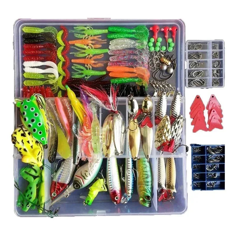 Fishing Lures Set for Freshwater & Saltwater Hard Artificial Wobblers Metal Jig Spoons Soft Silicone Bait Tackle Accessory Kit