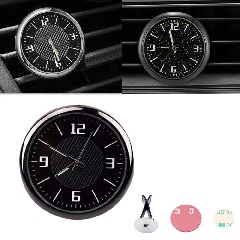 Black Car Clock Analog Alarm Clock Round Display Car RV Truck Interior Dash Mount electronic Quartz Clocks Car Gadgets