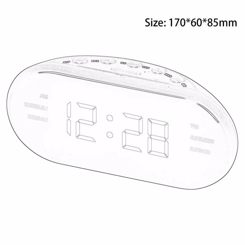 LED Alarm Clock Radio Digital AM/FM Radio Red With EU Plug Large LED Display Digital Radio Alarm Clock For Bedroom Bedside Desk