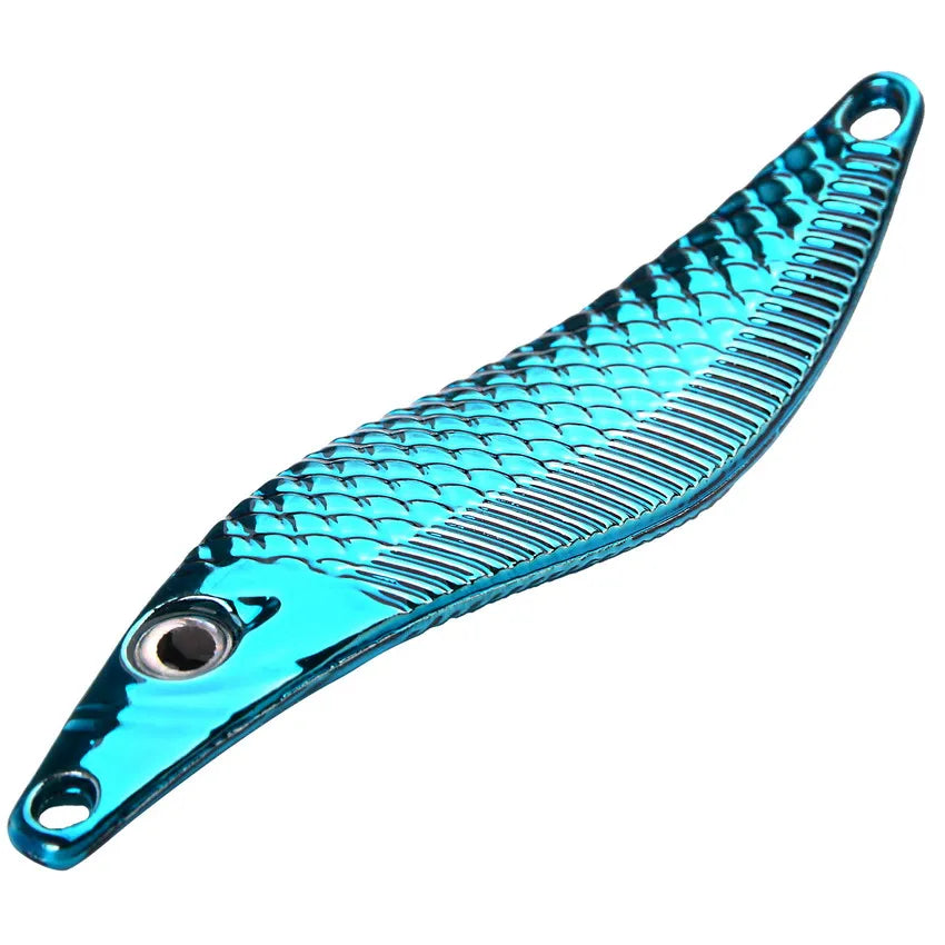 Metal VIB Leech Spinners Spoon Lures 7g 10g 15g 20g Artificial Bait With Feather Hook Night Fishing Tackle for Bass Pike Perch