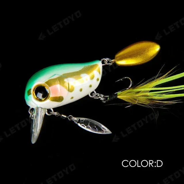 Topwater Crankbaits 8g Fishing Lures with Spinner Wobblers Rotating Glitter Artificial Hard Baits Freshwater Bass Lures Tackle