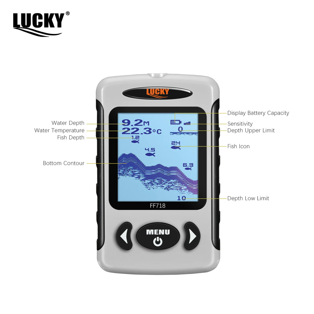 Lucky FF718& FF718D Portable Fish Finder 100M/328FT Sonar Depth Sounder Alarm Ocean River Lake