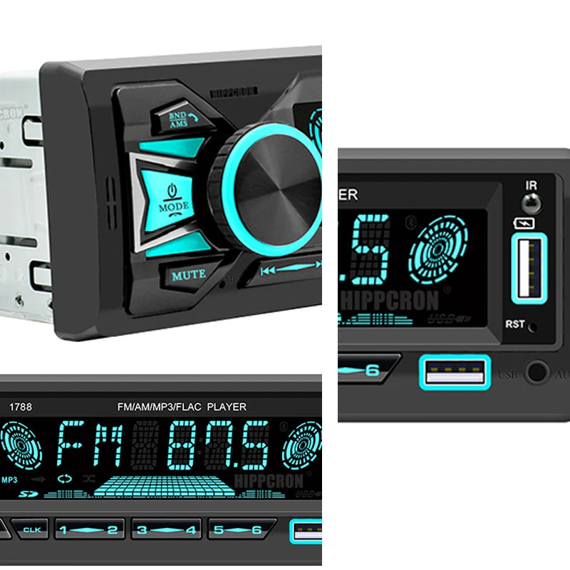1 Din Car Radio Stereo Bluetooth MP3 Player with Remote Control Hands-free Calls AUX USB TF Card Universal FM Receiver
