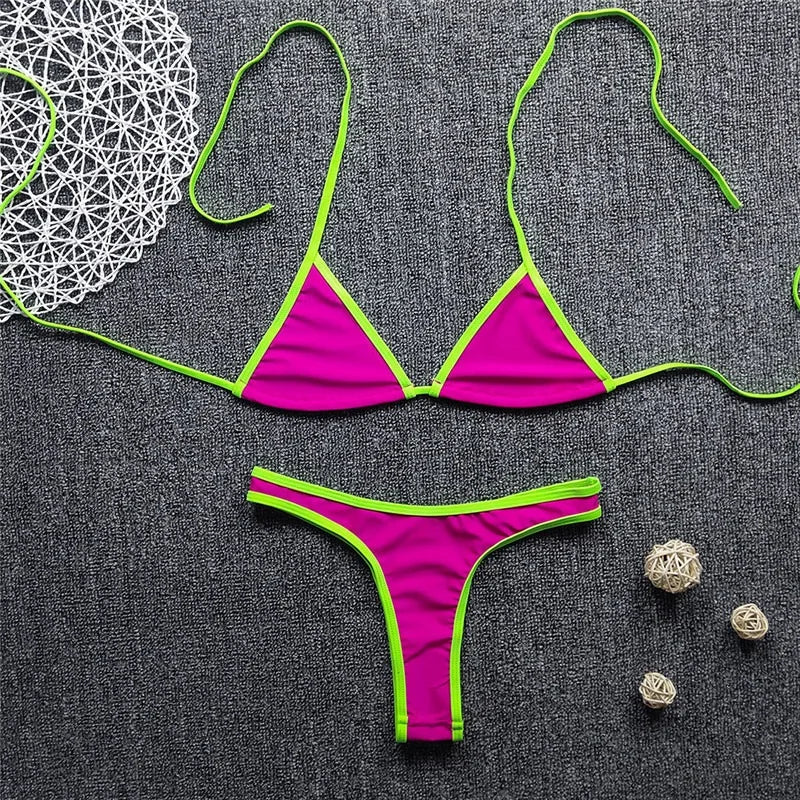 Swimsuit Women  European and American Sexy Bikini, Backless, Fresh and Cute, Multi-color Two-piece Swimsuit for Women
