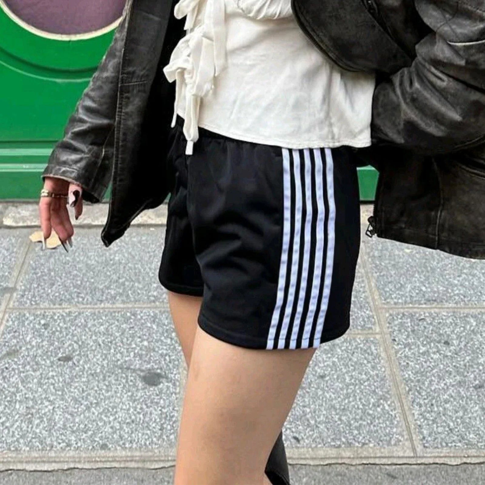 HEZIOWYUN Women's Summer Y2K Retro Striped Patchwork Shorts Casual Loose Elastic Waist Sporty Boxers Sleep Bottoms with Pockets