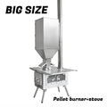 Fire Wood Heater Portable Camping Stove with Pellet Hopper Chimney Pipe Smokeless Wood Stove for Outdoor Cooking Tent Heating