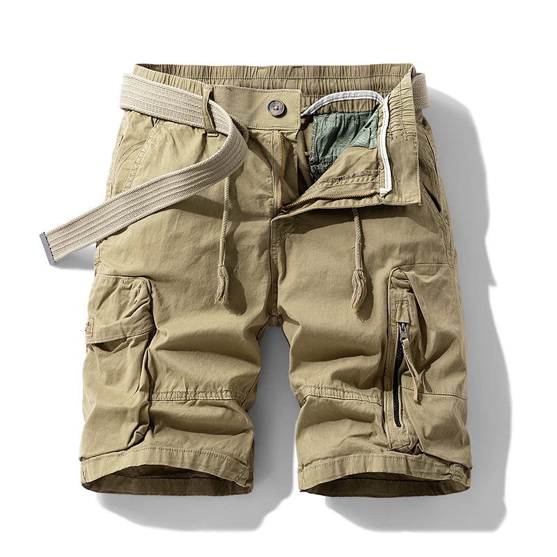 Summer Men Cotton Cargo Shorts Man Beach Jogger Outdoor Multi Pocket Short Pants Male Loose Bermuda Solid Vintage Classic Shorts