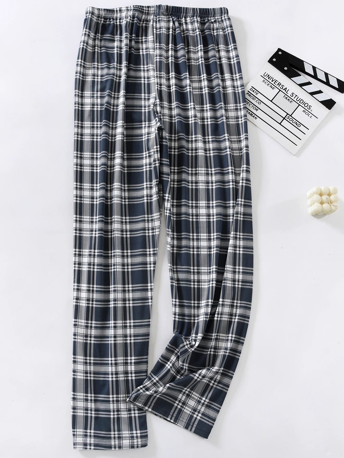 Good-Looking Men's Pajama Pants for Spring, Autumn, and Summer, Thin Long Pants, Plus Size, Loose Plaid Home Pants for Middle-Aged Dads