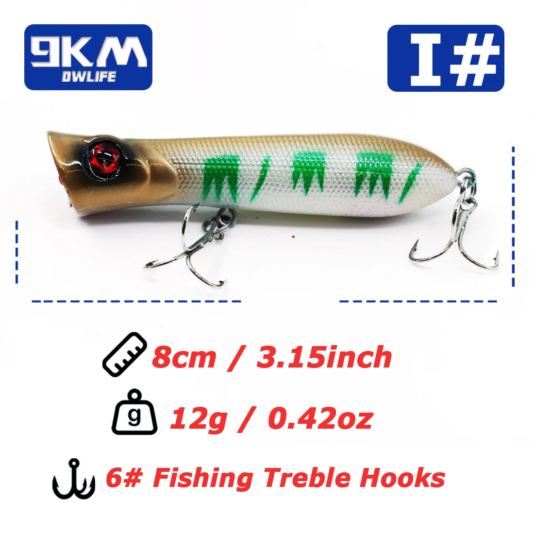 8cm 12g Topwater Popper Fishing Lure Saltwater Surface Casting Bait Freshwater Bass Trout Catfish Striper Tuna Large Predator