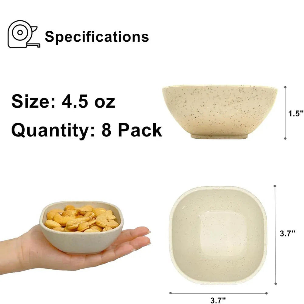 Small Bowls,4.5 OZ Assorted Colors Dipping Sauce Cups,Ice Cream Bowls,Wheat Straw, Plastic Prep for Side Dishes,Dessert,Snacks