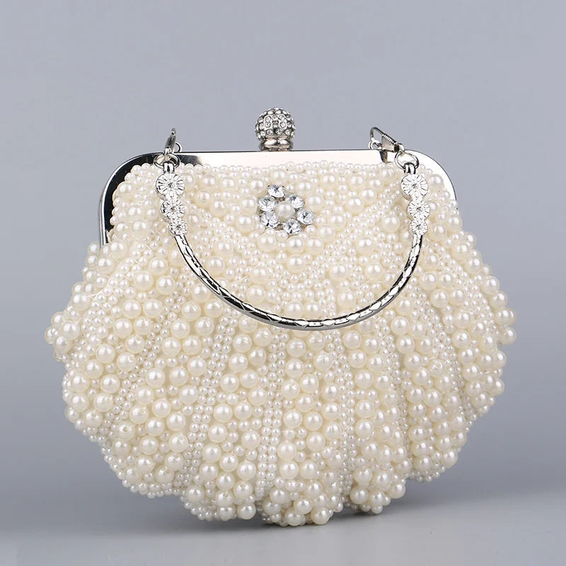 White Pearls Handbags for Woman 2026 New Luxury Top-handle Beading Evening Bags Wedding Party Clutch Purse Bolsas De Mujer