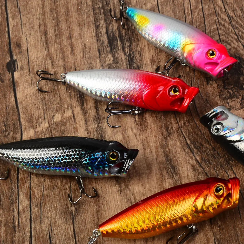 6pcs Fishing Lures Topwater Popper Bait Hard Bait Artificial Wobblers Plastic Fishing Tackle