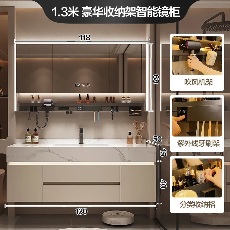 Partitions Storage Bathroom Cabinet Organizer Mirror Wall Shelves Accessories Toilet Cupboard Luxury Gabinete Home Furniture