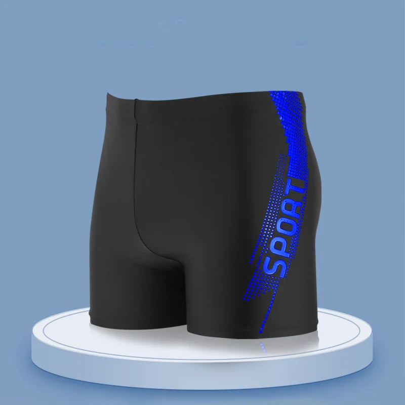 Men's High Waist Swim Trunks Quick Dry Swimming Shorts Soft Breathable Beach Wear for Bathing Hot Spring Slim Fit Swimwear