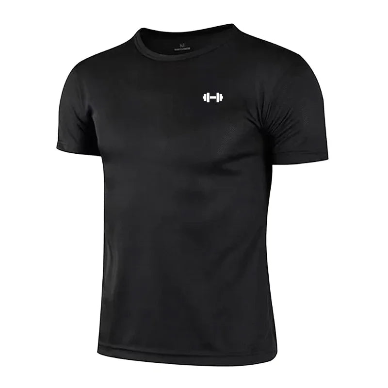Mens Casual Running T-Shirts Summer Breathable Mesh Quick Dry Shirts Fitness Short Sleeve Sportswear Gym Bodybuilding Clothing
