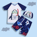 Kids Swimsuit Boys Two Pieces Shark Swimsuit Toddler Rash Guard and Trunk Set with Hat