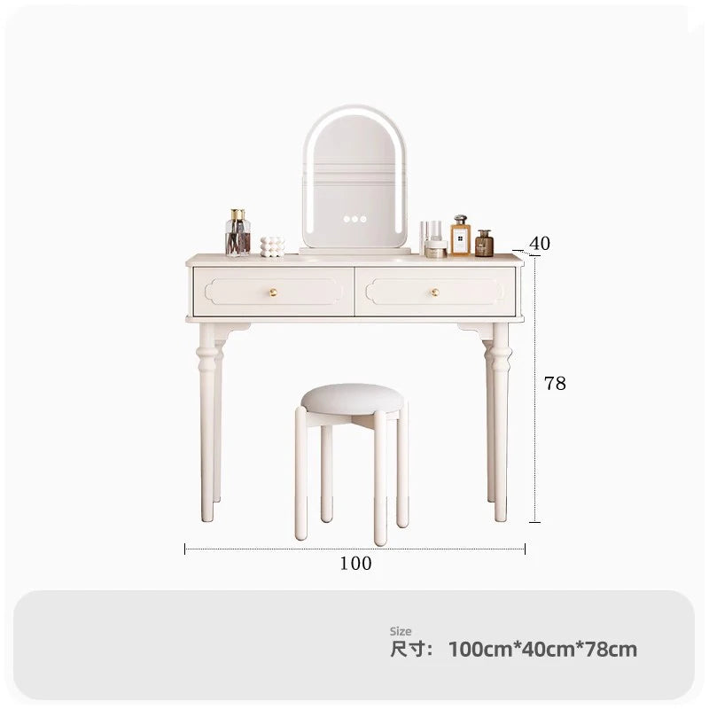 Modern Luxury Vanity Table Drawer Storage Simple Aesthetic Makeup Vanity Table With Mirror Trendy Penteadeira Bedroom Furniture