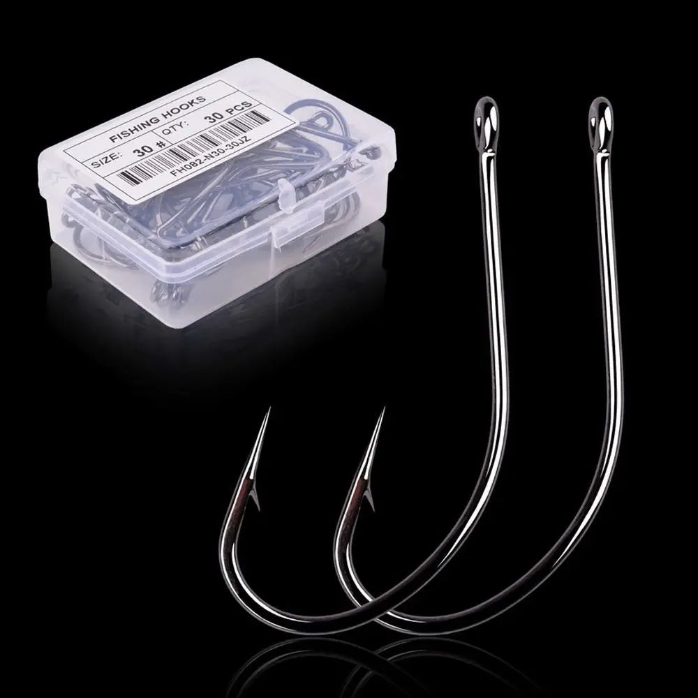 Fishing Tackle Lure Hooks Black Nickle Flattened Sharped Fishhooks Big Long Shank Off-set Fishing Hook Barbed Fishing Hooks