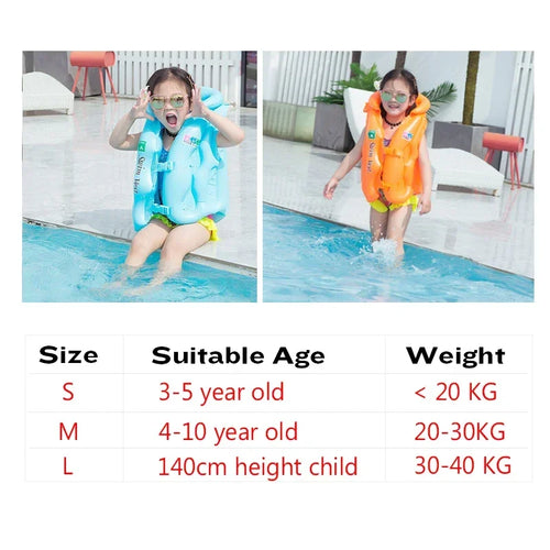 3-10 Age childs inflatable life vest Baby swimming jacket Buoyancy  PVC floats kid learn to swim boating safety lifeguard Vest