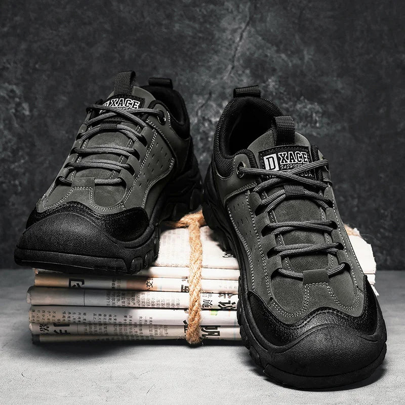 Men's Hiking Camping Shoe Waterproof Leather Upper Non Slip Hiking Boots Outdoor Durable Non Slip Sole Sports Shoes Large Size