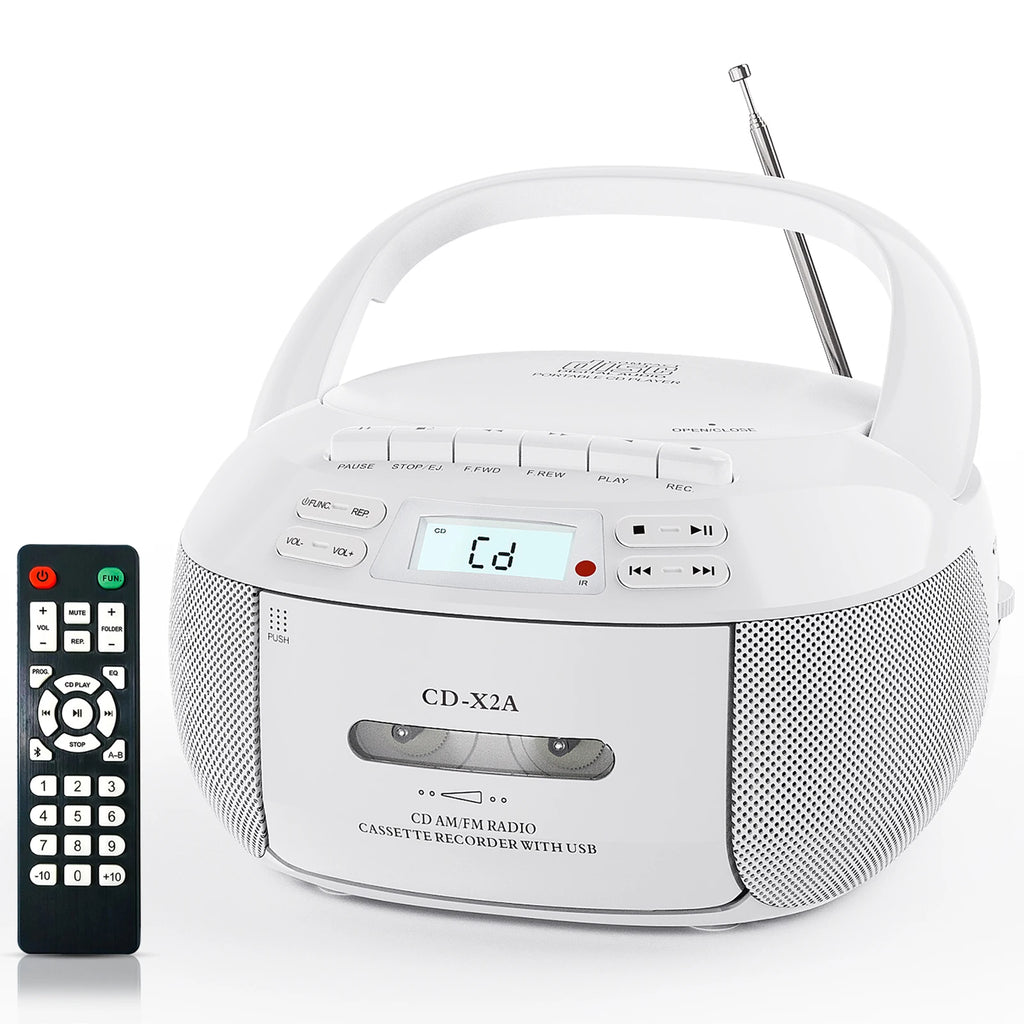 CD cassette player recorder with USB/MP3 and radios,portable cd tape boombox with remote control,AC DC power