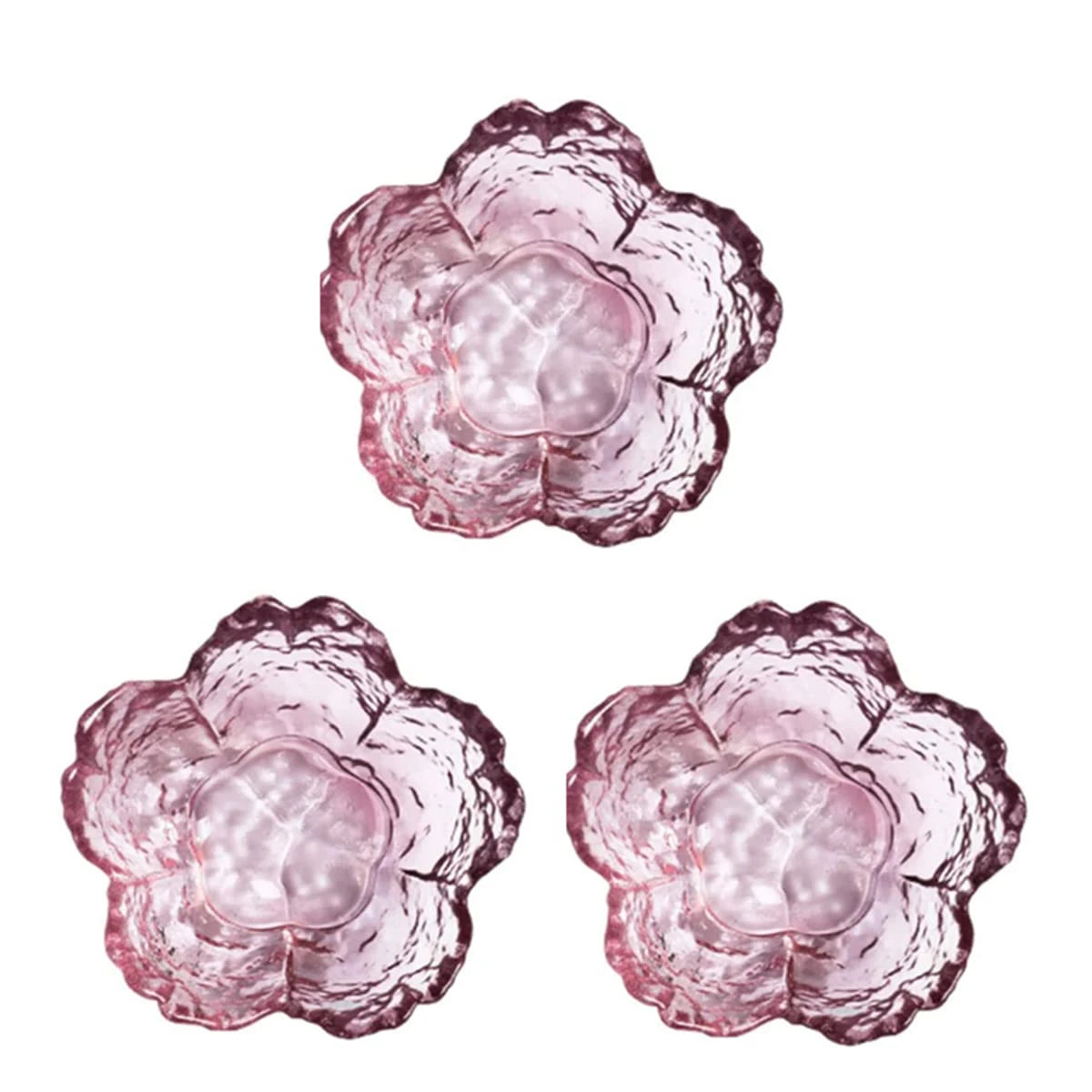 Pink Glass Bowls Set of 3/6, Small Dip Bowls Sauce Plates - Japanese Sakura Flower Cherry Blossom Shaped Bowl for Dessert