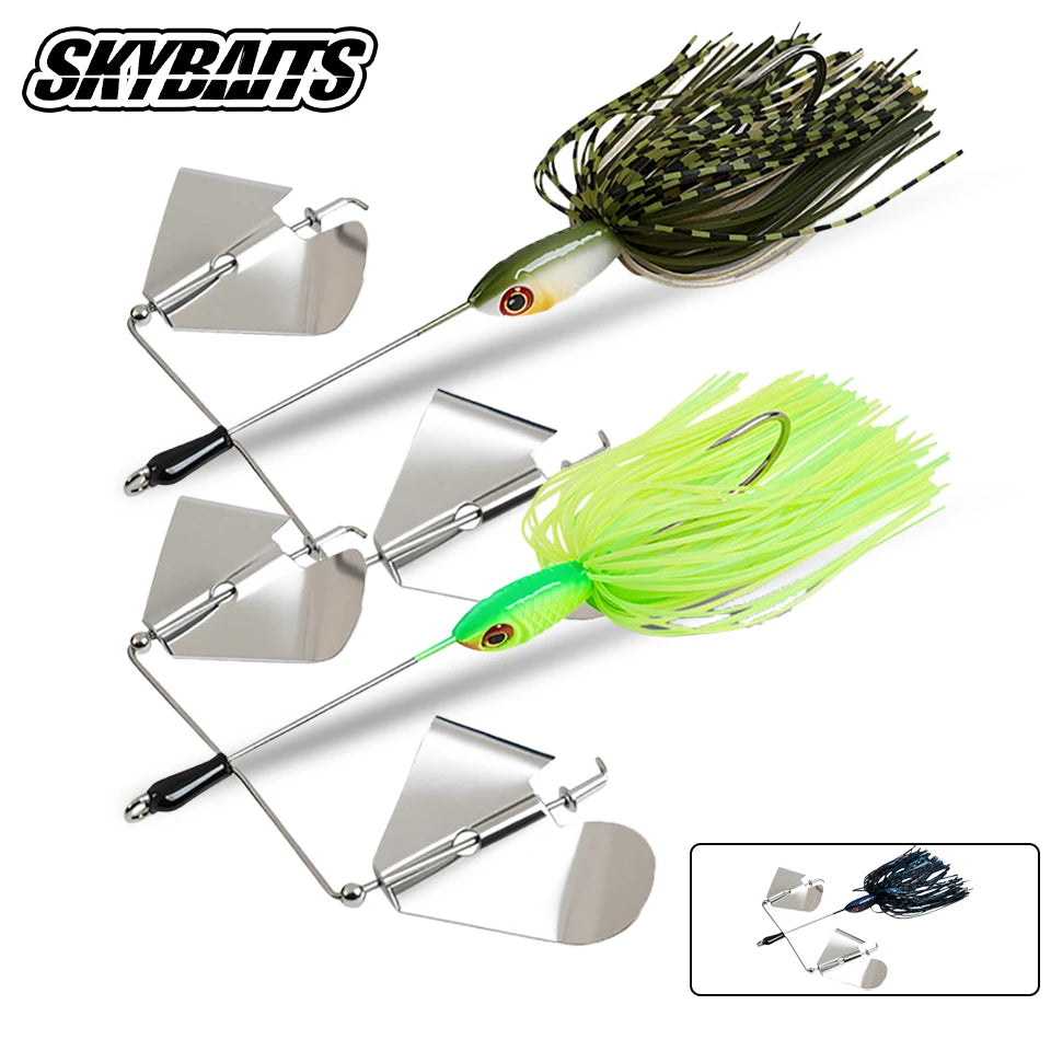 SKYBAITS 15cm 24g Rotating Spinner Bait Buzzbait Sea Bass Tail Fishing Lure Swim Jig Emit High Willow Leaf Matel Lure Freshwater