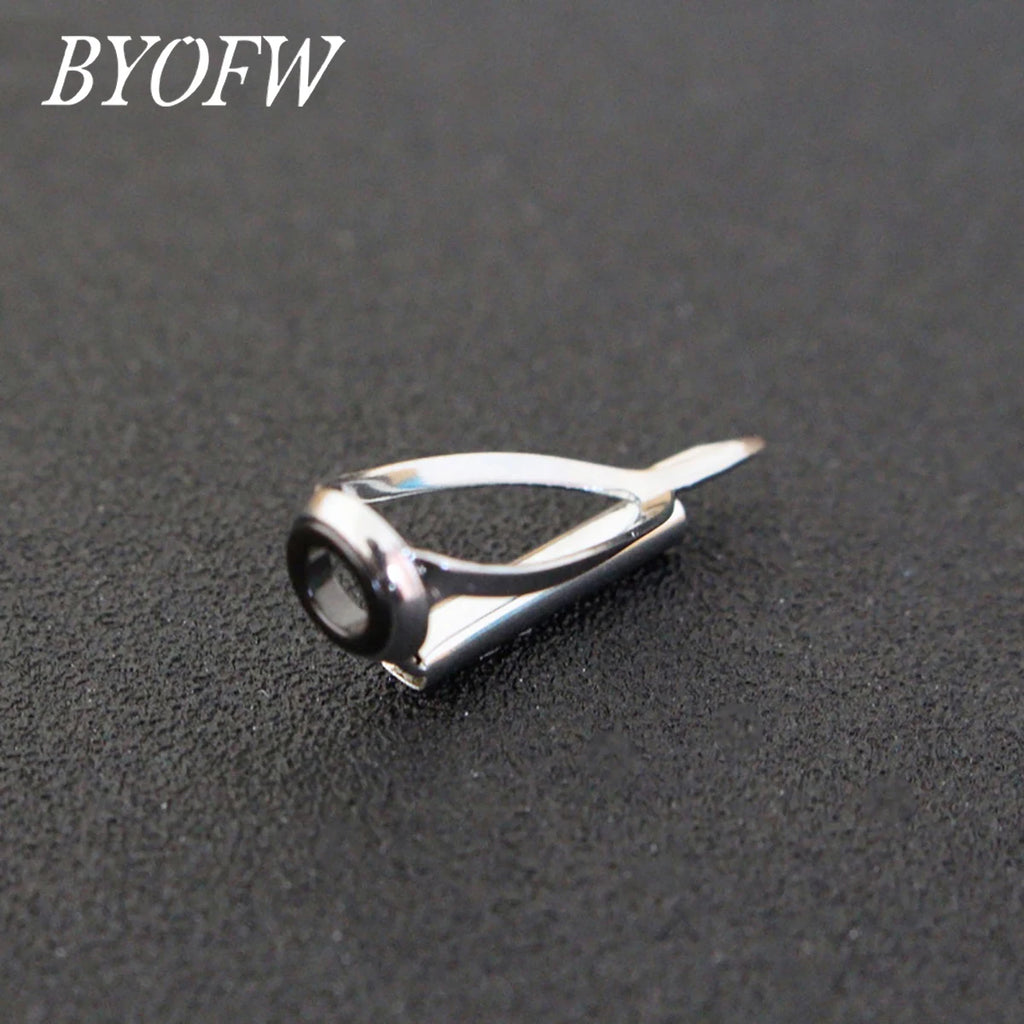 BYOFW 9 PCS/bag Tangle Free Stainless Steel Fishing Rod Guide Ceramic Ring Eye Double Legs For Building Replacement Accessories