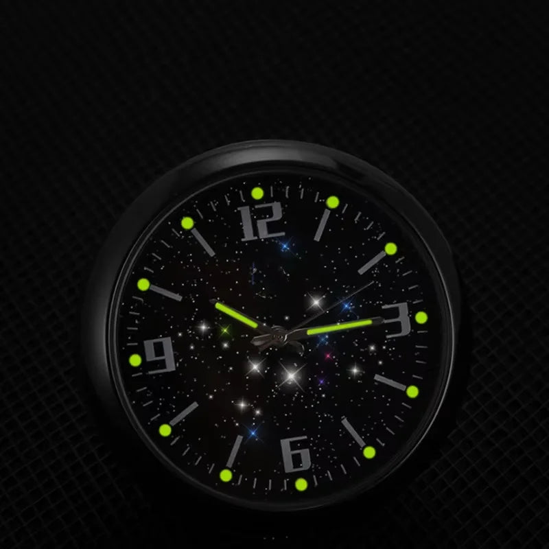 Black Car Clock Analog Alarm Clock Round Display Car RV Truck Interior Dash Mount electronic Quartz Clocks Car Gadgets