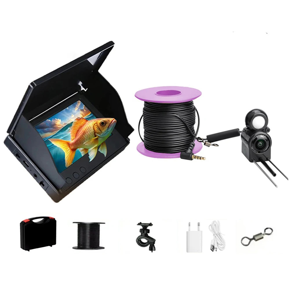 Portable Fish Depth Finder Water Handheld 1080P 4.3 Inch LCD Video Fish Finder Underwater 220° Fishing Camera With Night Vision