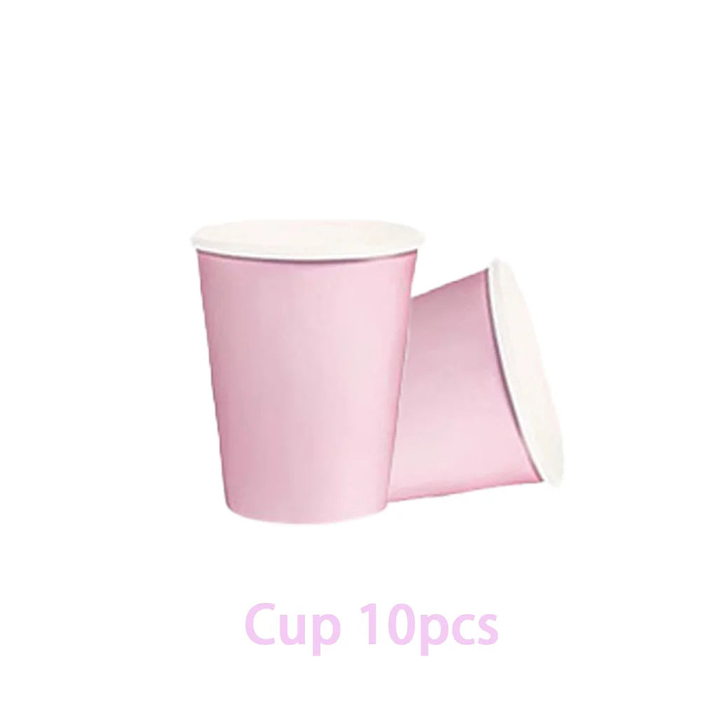 Solid color party supplies tableware paper plates cups napkins tablecloths suitable for birthday party guests banquet baby showe