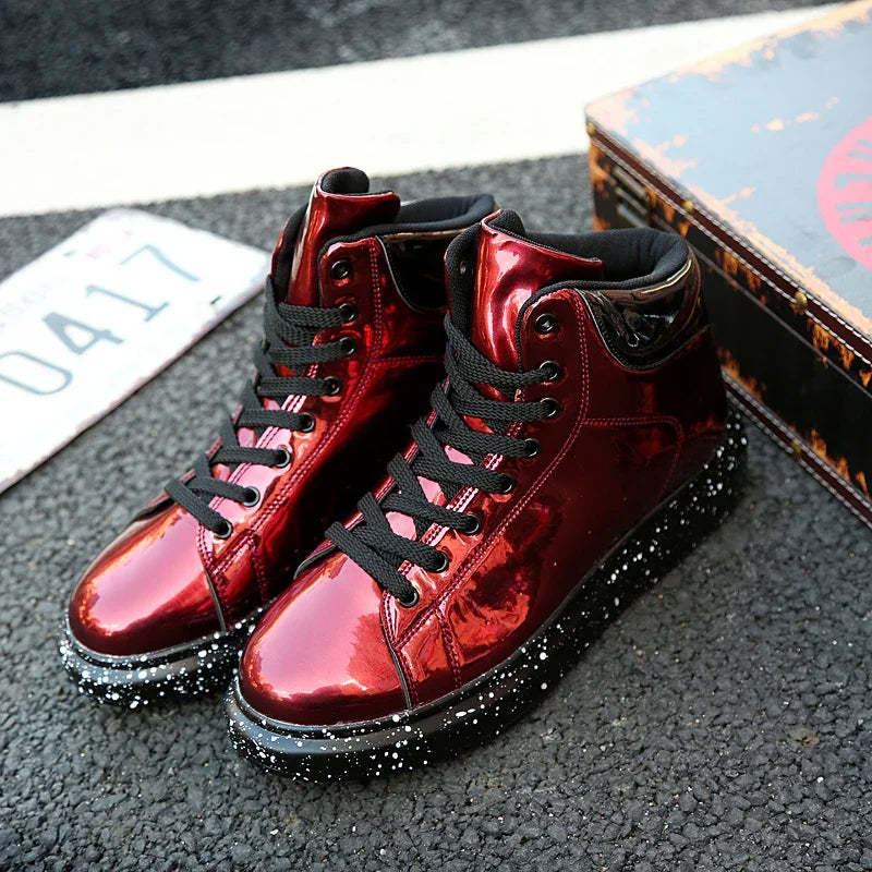 Fashion Outdoor Non-slip Flat Men Boots 2025 Autumn New Man Casual Shoe Comfortable High-top Couple Sneakers Pu Leather Designer