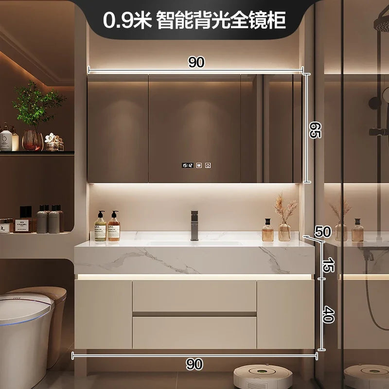 Partitions Storage Bathroom Cabinet Organizer Mirror Wall Shelves Accessories Toilet Cupboard Luxury Gabinete Home Furniture