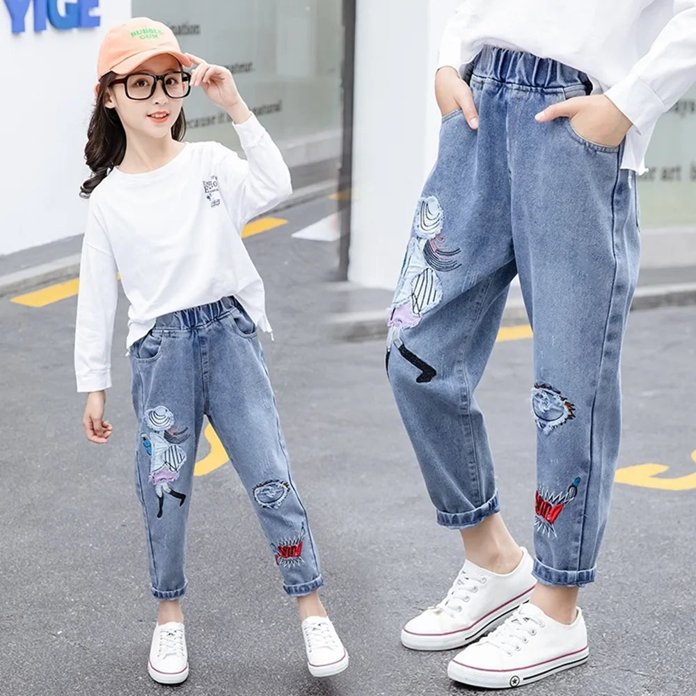 Kids Clothes Baby Girls Pants Sweatpants Children's Clothing Denim jeans Autumn Streetwear Spring Casual Kids Pants