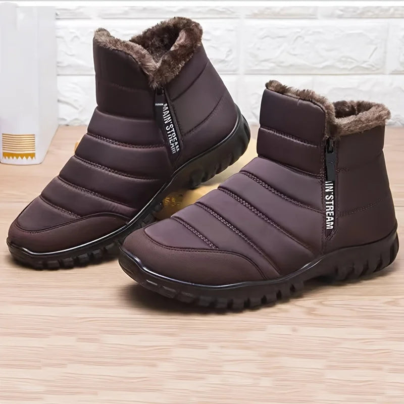 Men's shoes: Men's casual shoes with fleece, warm, waterproof and wear-resistant snow boots
