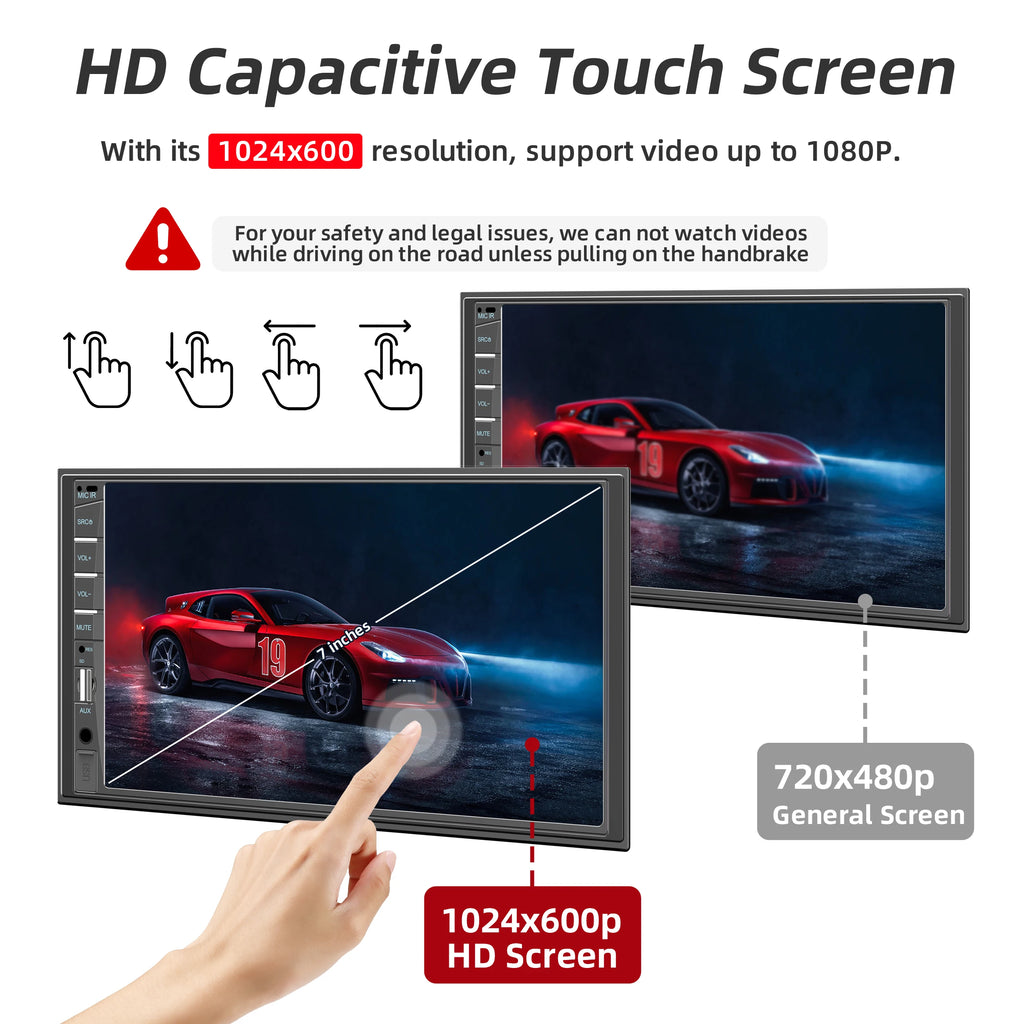 7 Inch Car Radio Stereo 2 Din Touchscreen Car Video Player with Dash Cam and Backup Camera Bluetooth Navigation USB FM AUX Input