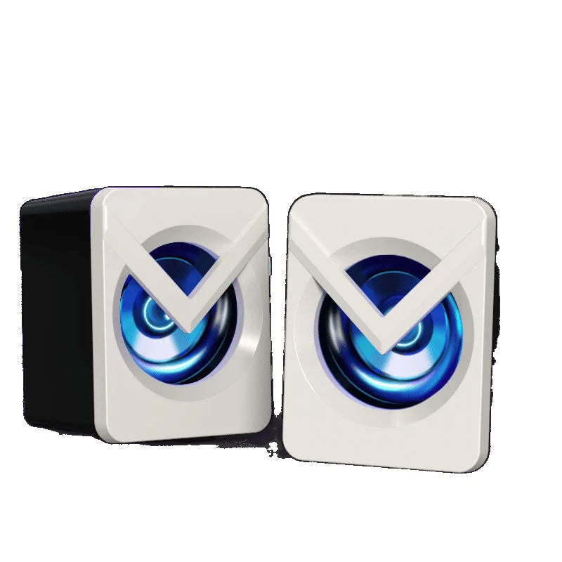 Computer Speaker Stereo Sound Small Audio Stereo Subwoofer Wired Speaker with RGB Light Home Office Speaker Desktop Loudspeaks